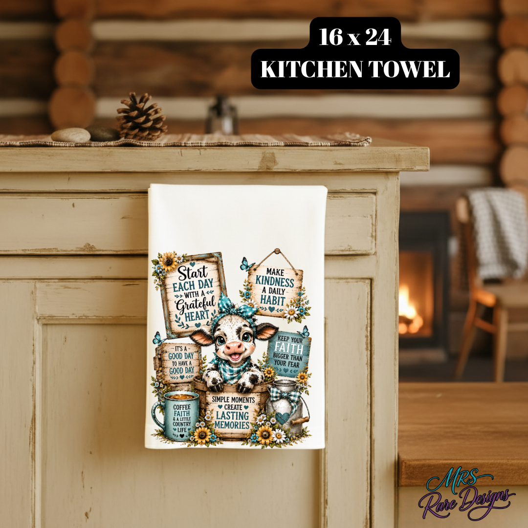 Country Blessings Highland Cow Sublimated Kitchen Towel