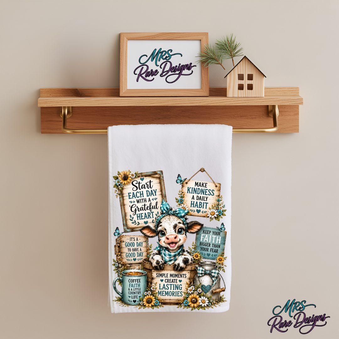 Country Blessings Highland Cow Sublimated Kitchen Towel