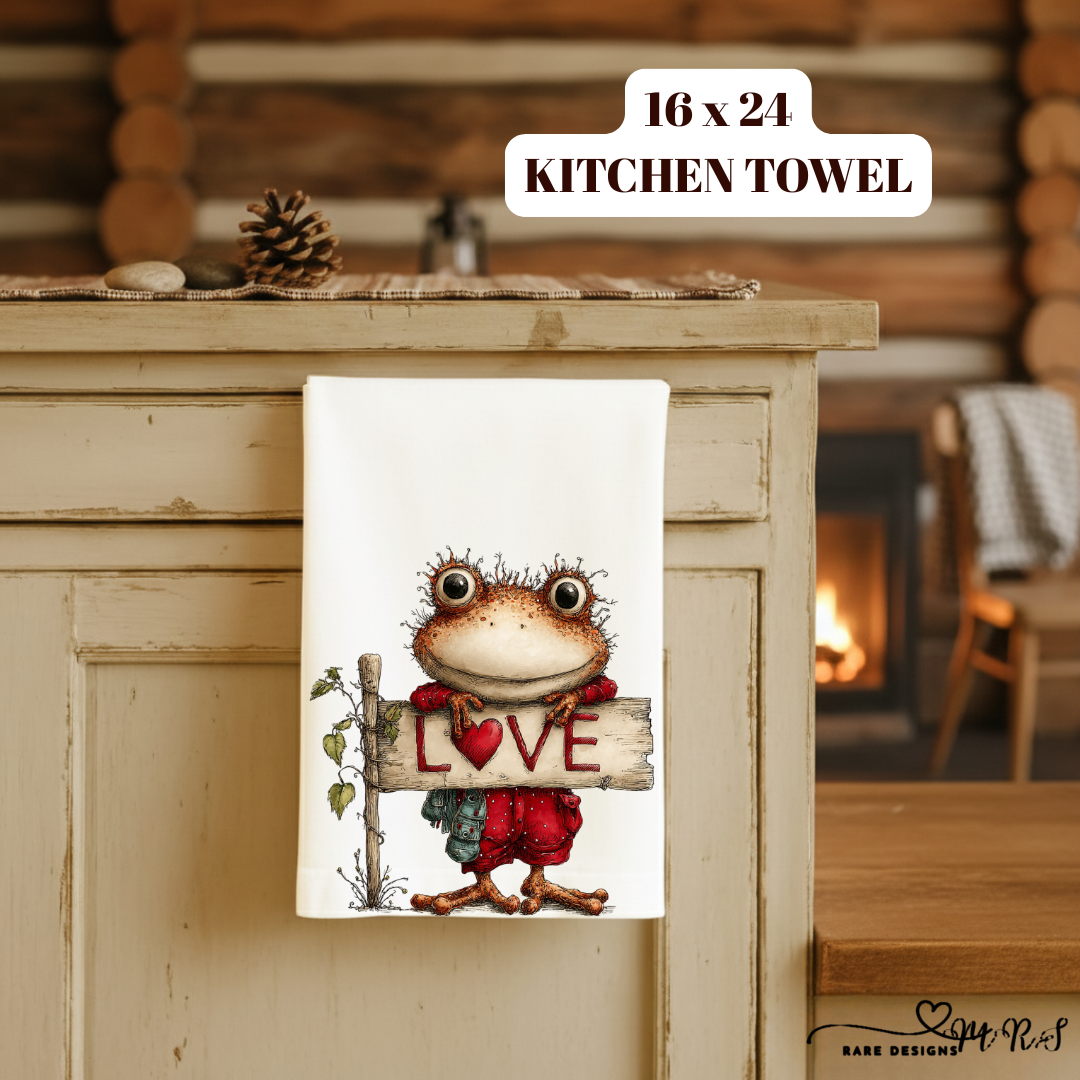 Whimsical Love Frogs – 16x24 Kitchen Towel Collection | Cute Valentine’s Day Frog Decor