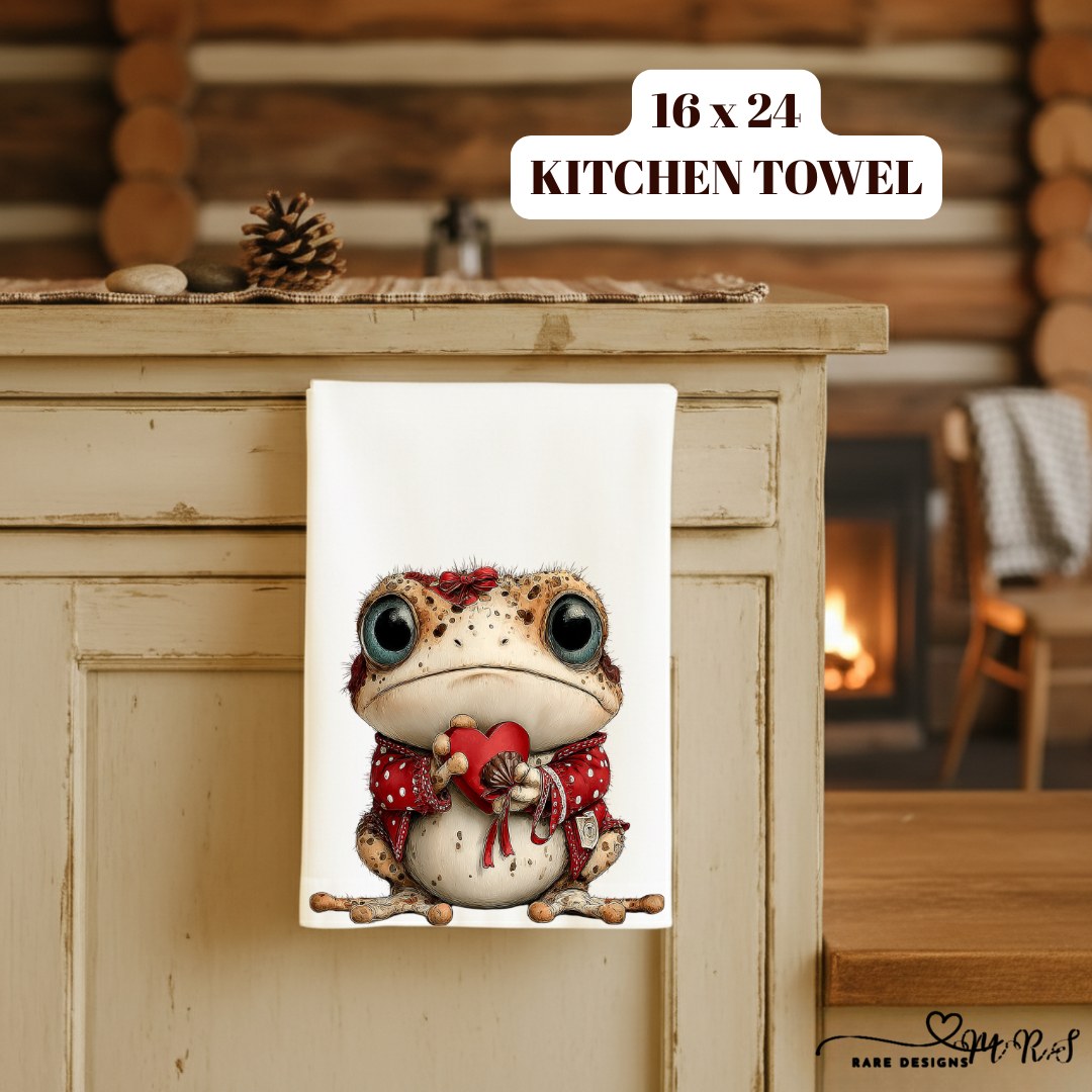 Whimsical Love Frogs – 16x24 Kitchen Towel Collection | Cute Valentine’s Day Frog Decor