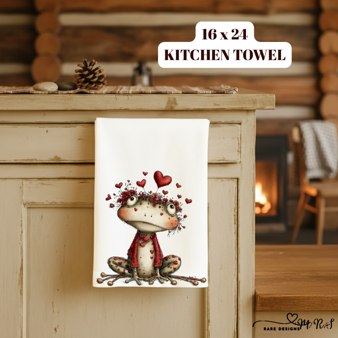 Whimsical Love Frogs – 16x24 Kitchen Towel Collection | Cute Valentine’s Day Frog Decor
