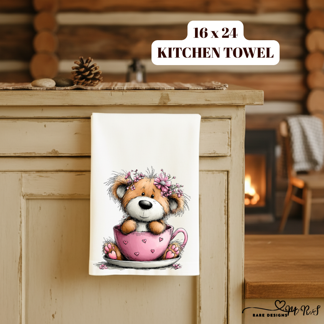Adorable Teddy Bear Valentine Kitchen Towel Collection – 16x24 Cute Love Bear Decorative Towels