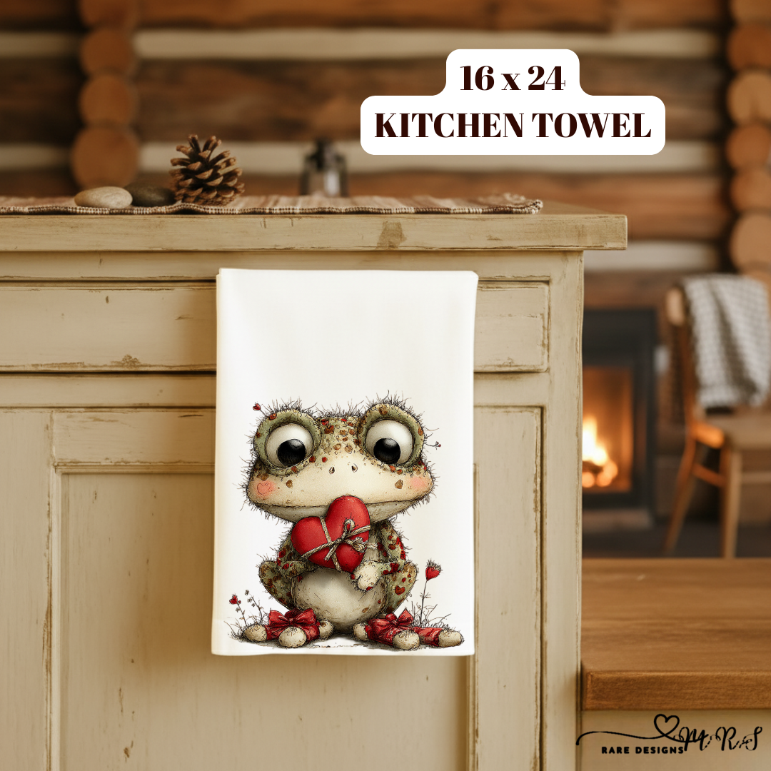 Whimsical Love Frogs – 16x24 Kitchen Towel Collection | Cute Valentine’s Day Frog Decor