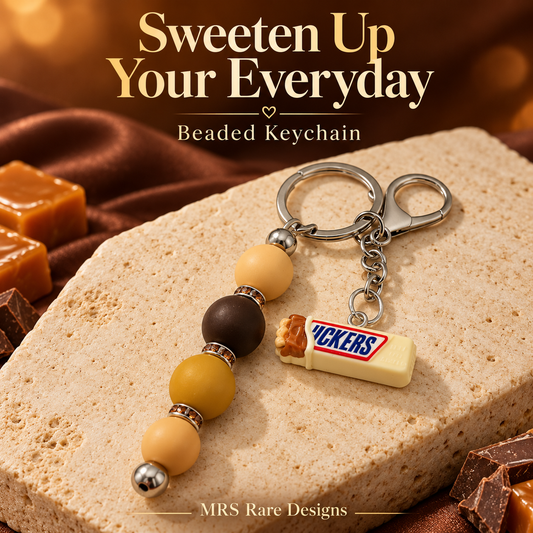 Golden Caramel Candy Charm Beaded Keychain