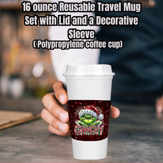 Grinchy Glam 16oz Reusable Travel Mug Collection