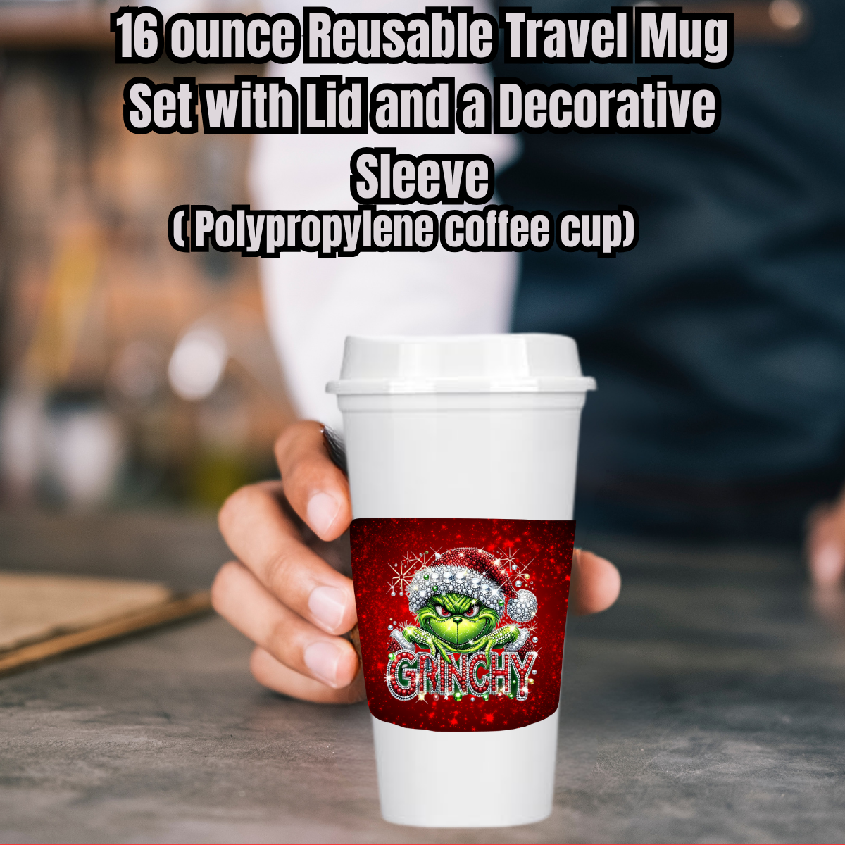 Grinchy Glam 16oz Reusable Travel Mug Collection