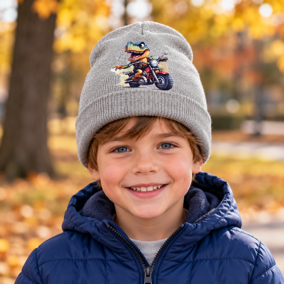Roar & Ride — Dino Biker Beanie