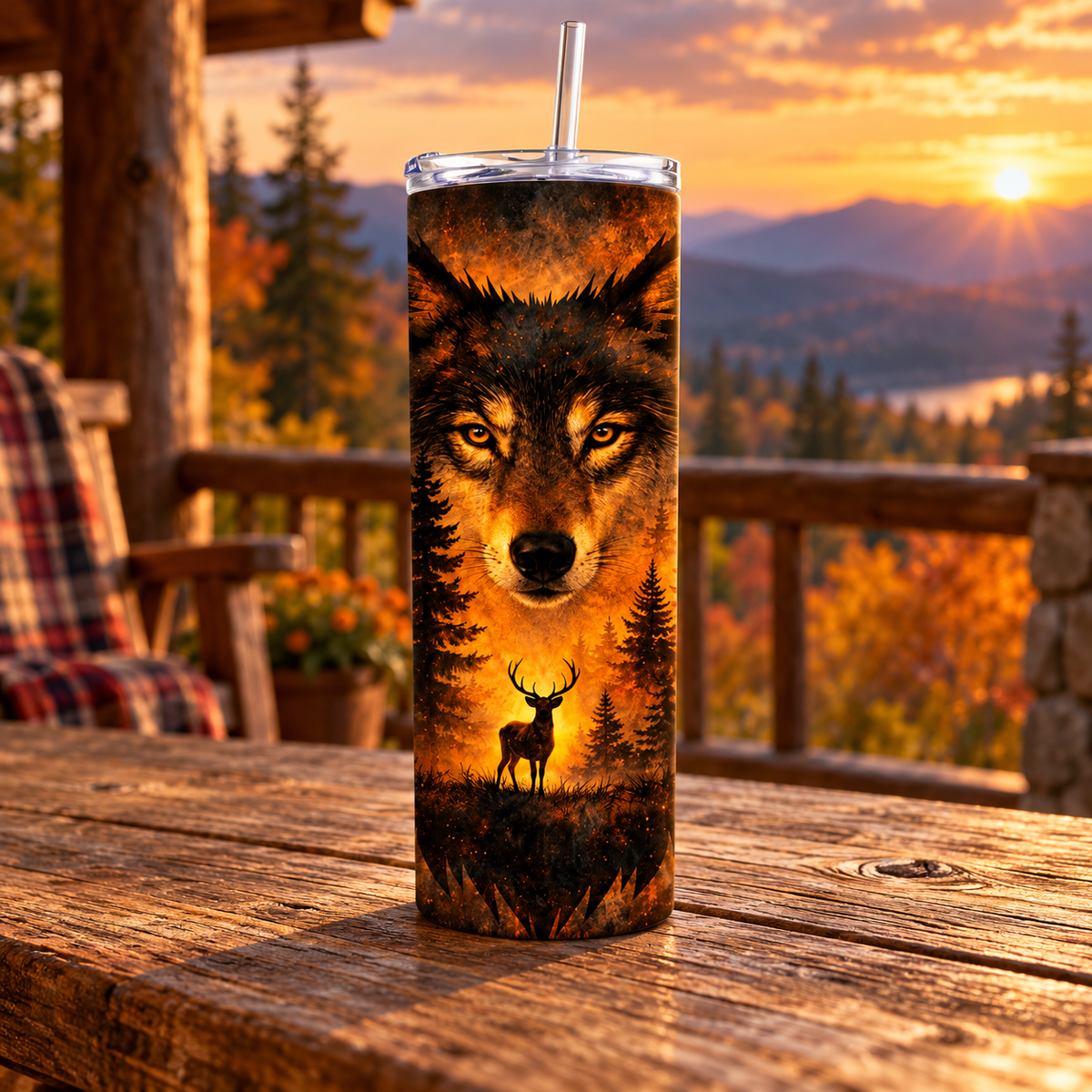 Amber Wilderness Wolf 30-Ounce Stainless Steel Tumbler