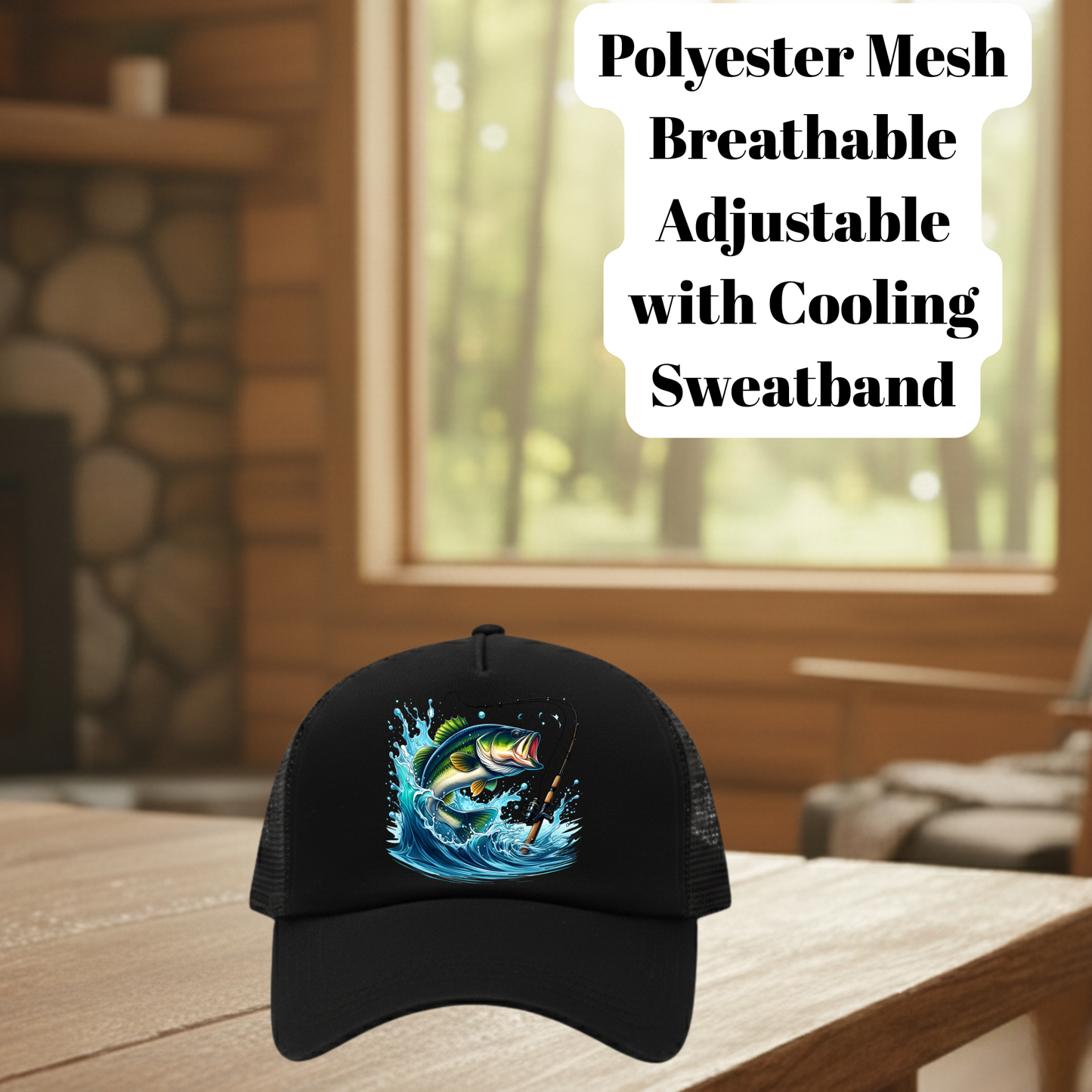 Angler’s Breeze Mesh Trucker Hat – Adjustable Fishing Cap with Cooling Sweatband