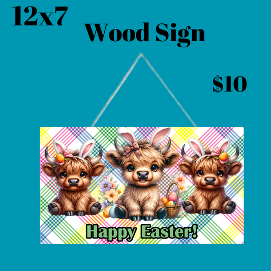 Easter Highland Fiesta Wood Sign