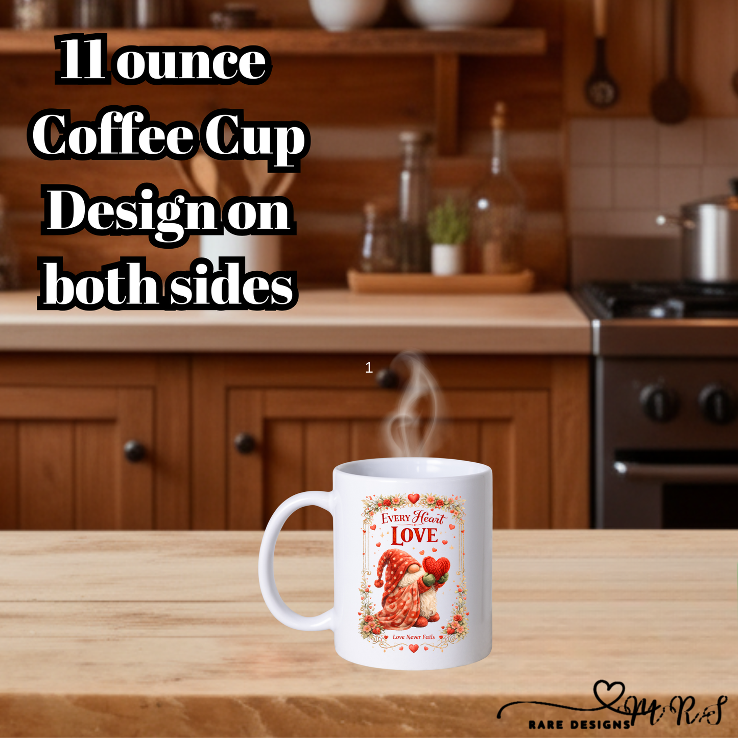 Love Collection Ceramic Coffee Mugs – 11oz Double‑Sided Design Valentine Cups