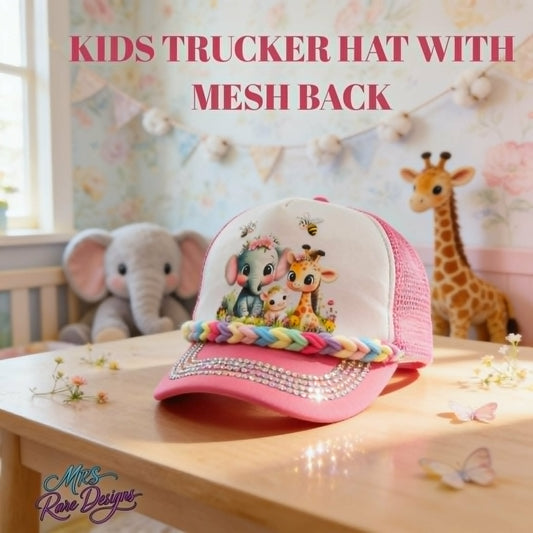 The Rainbow Safari Kids Trucker Hat — "Sweet Little Wild One"