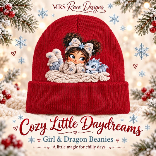 Cozy Little Daydreams Red Girl & Dragon Beanie