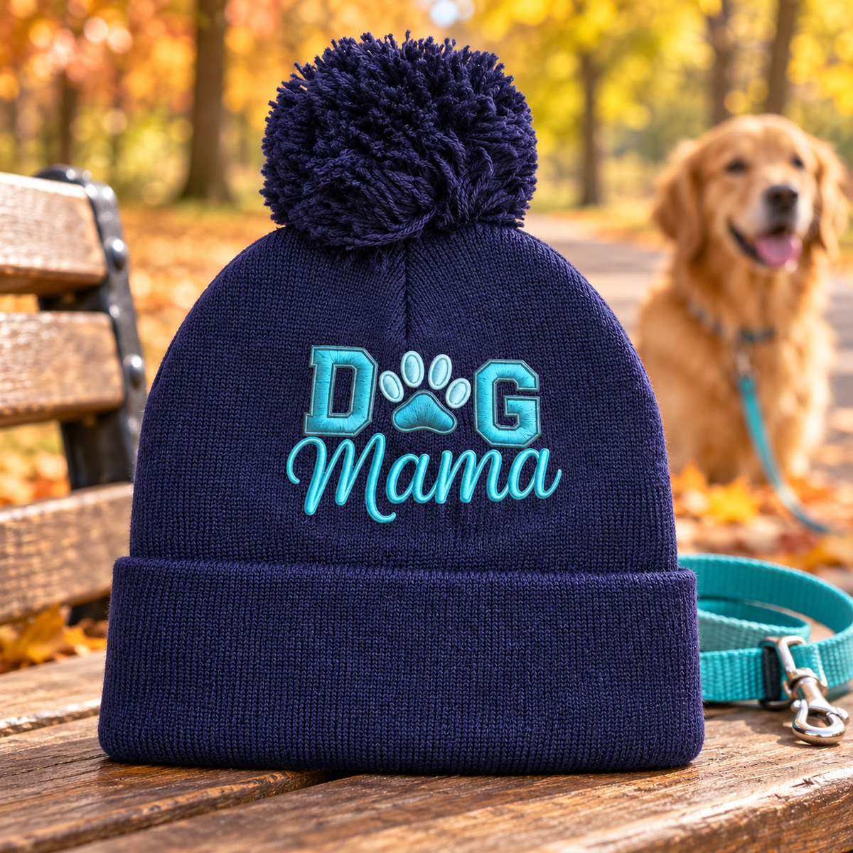 Cold Walks, Warm Hearts Dog Mama Pom-Pom Beanie