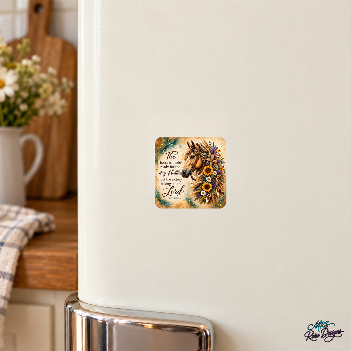 Grace in the Reins Horse & Scripture Glass Magnet