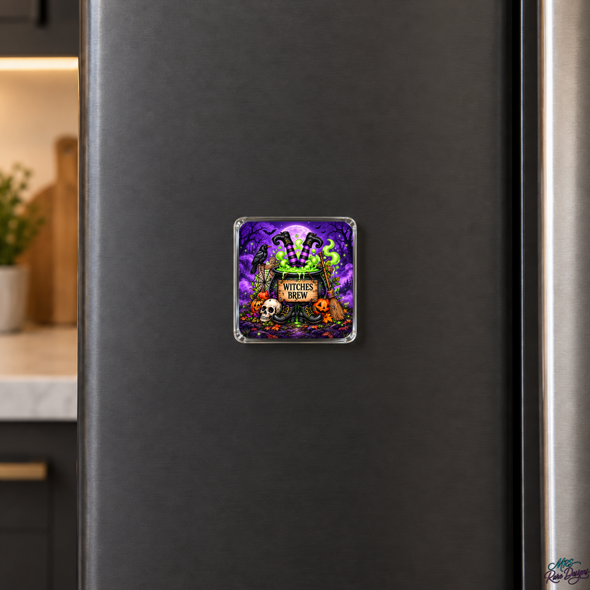 Midnight Mischief Witches Brew Glass Magnet