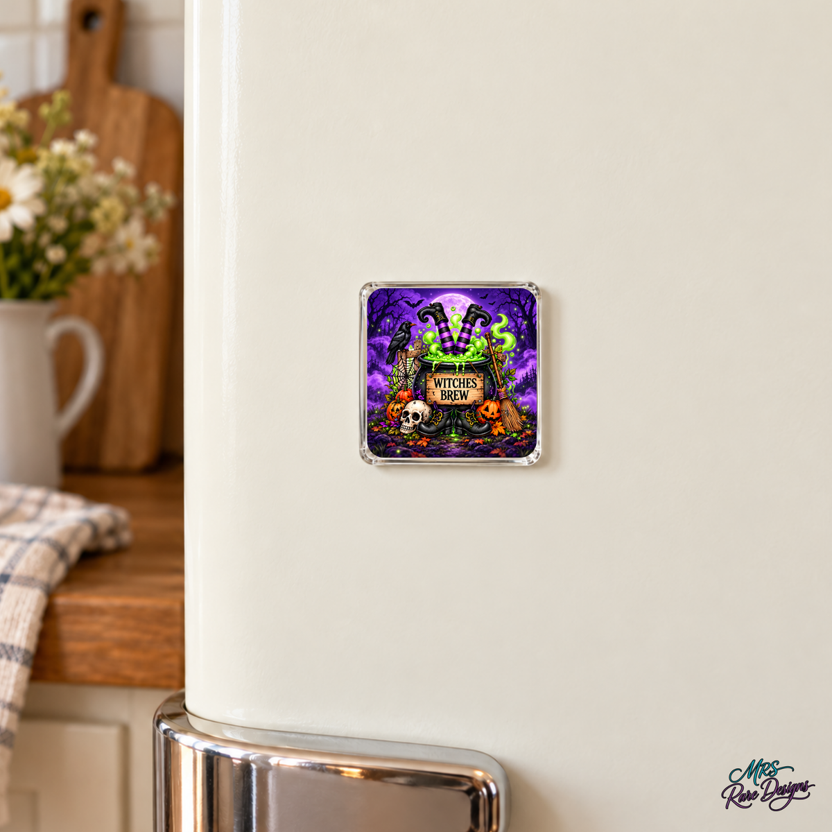 Midnight Mischief Witches Brew Glass Magnet