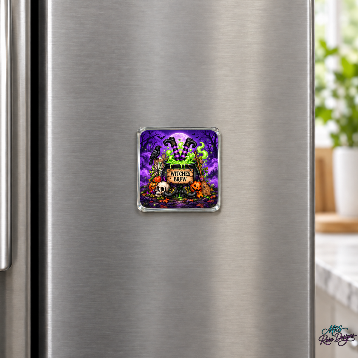 Midnight Mischief Witches Brew Glass Magnet