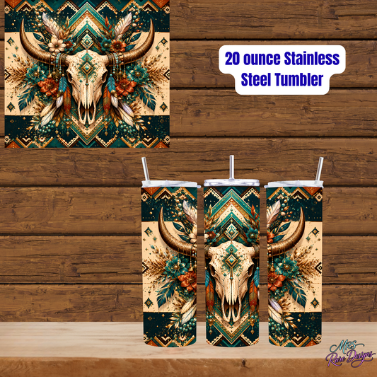 "Sacred Bloom" 20oz Boho Skull Tumbler ✨