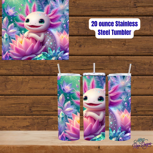 "Zen Axo" 20oz Stainless Steel Sipper – Iridescent Lotus Dream Tumbler