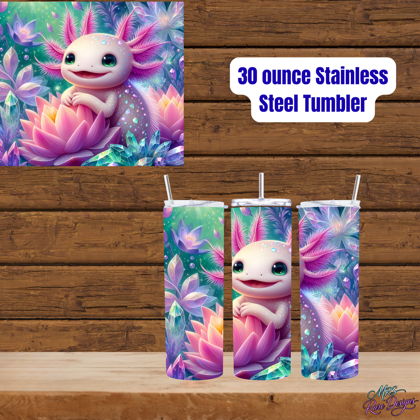 "Zen Axo XL" 30oz Stainless Steel Sipper – Iridescent Lotus Dream Tumbler
