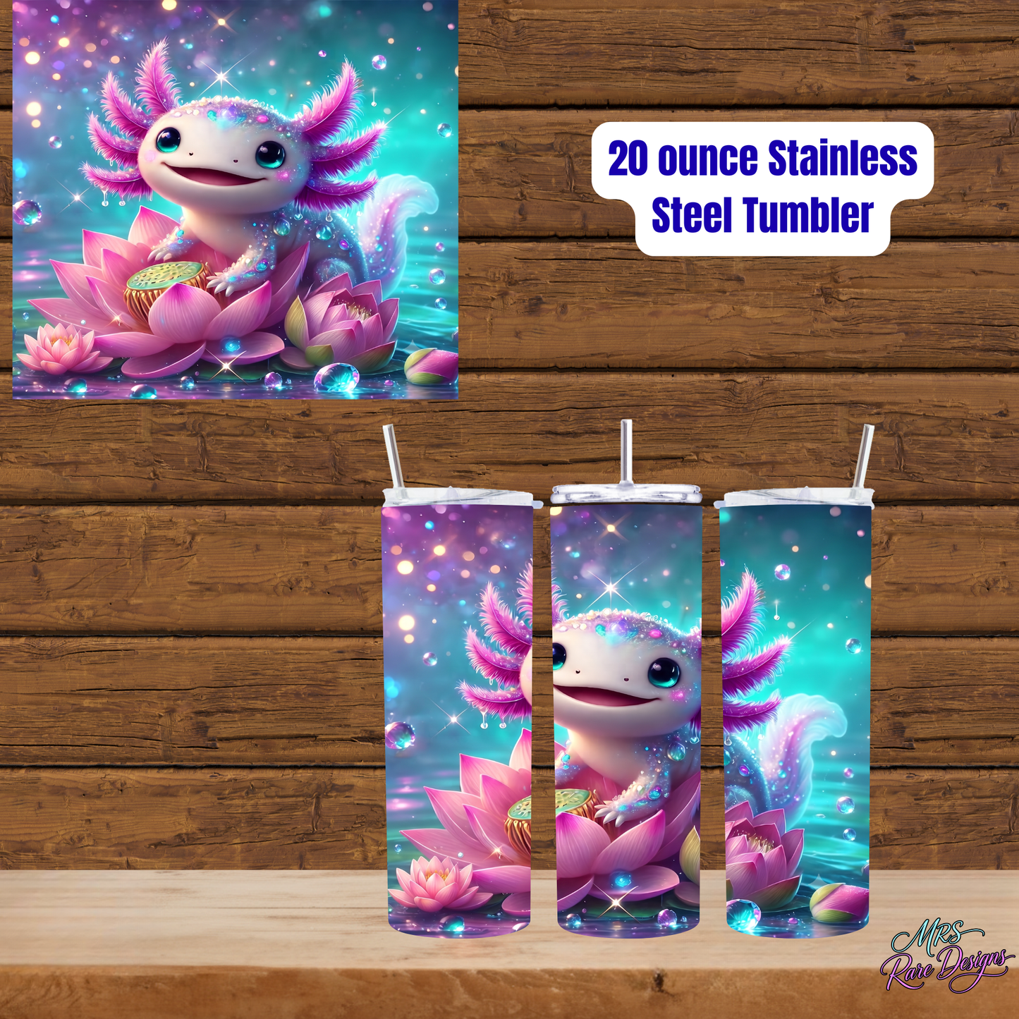 "Dewdrop Axo" 20oz Stainless Steel Sipper – Sparkling Lily Pond Tumbler