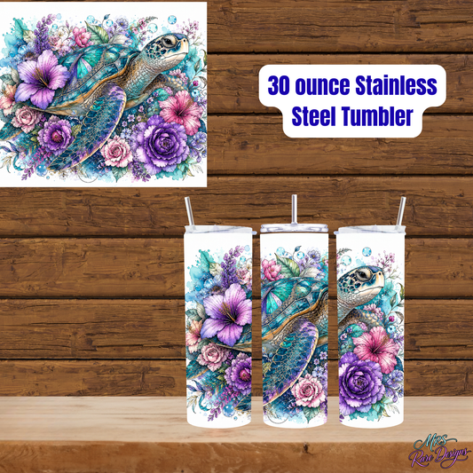 "Sea Turtle Cascade" 30oz Skinny Tumbler