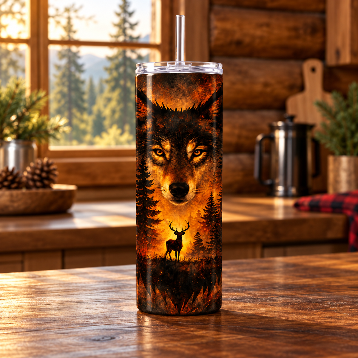 Amber Wilderness Wolf 30-Ounce Stainless Steel Tumbler