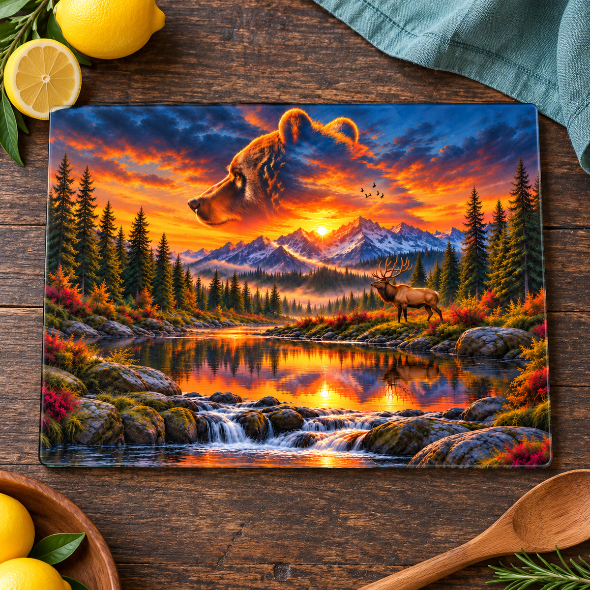 Bear Valley Sunset 11 × 7.87-Inch Glass Cutting Board