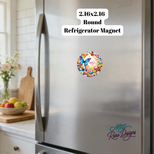 “Happy Mother’s Day” Butterfly Floral Refrigerator Magnet – Colorful Spring Kitchen Decor (Round & Square Options)