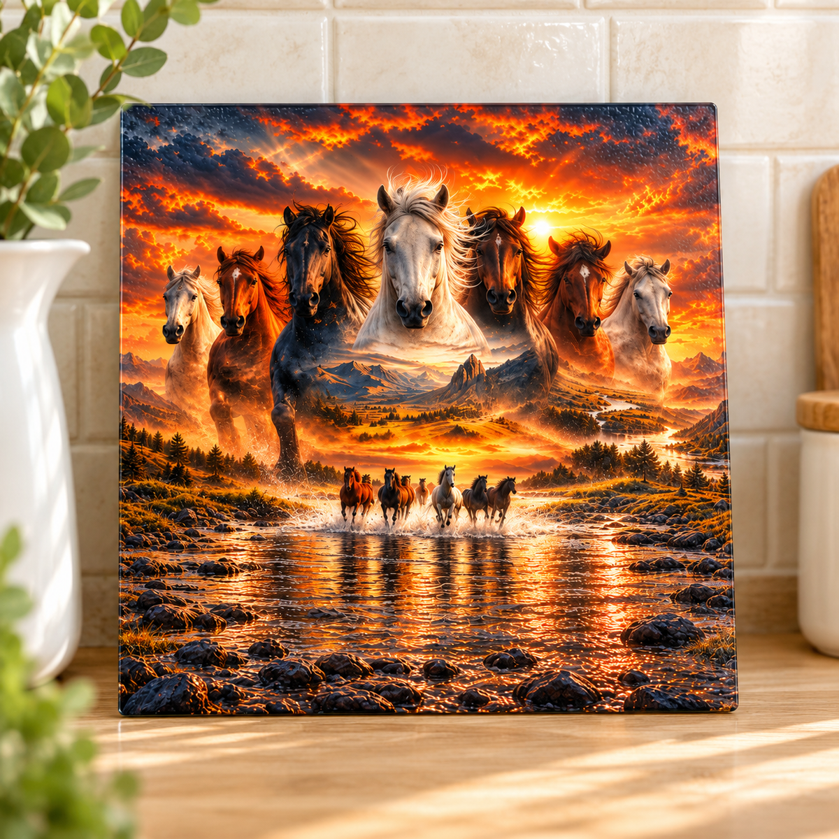 Wild & Free 9-inch Square Glass Cutting Board