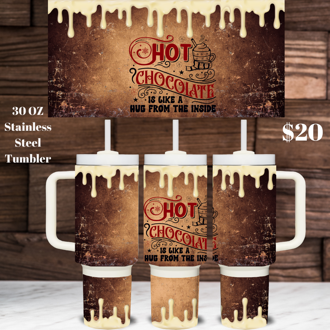 Hot Chocolate Hug 30oz Handled Stainless Steel Tumbler