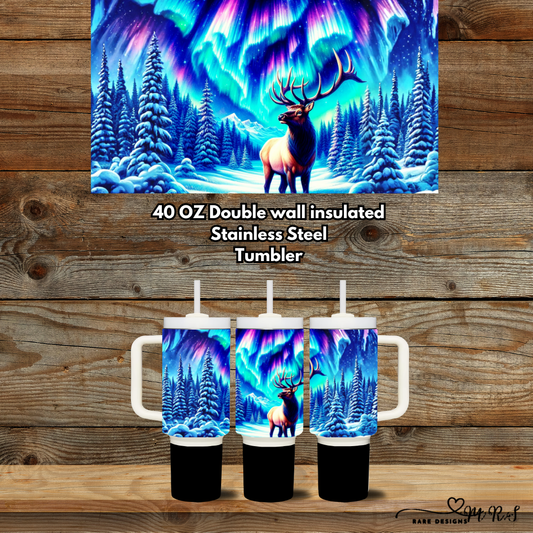 Northern Lights Majestic Elk 40oz Handled Tumblers