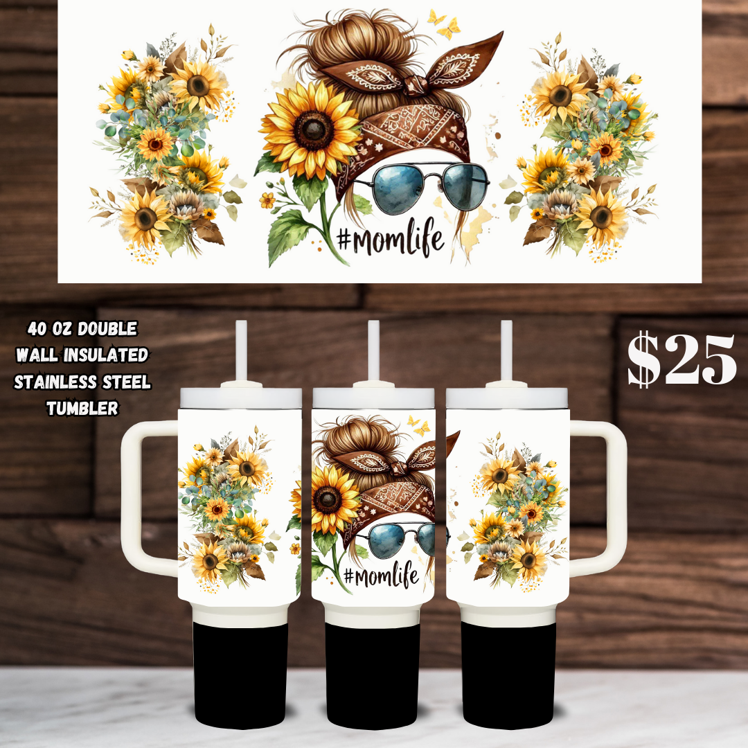 MomLife Blossom Collection - 40oz Stainless Steel Tumblers