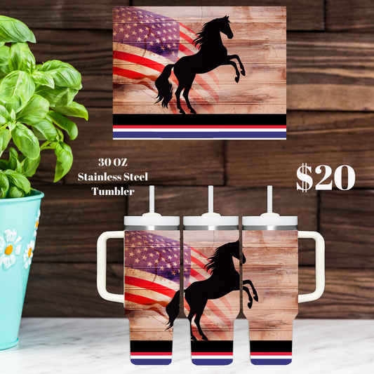Patriotic Horse 30 oz Stainless Steel Tumblers