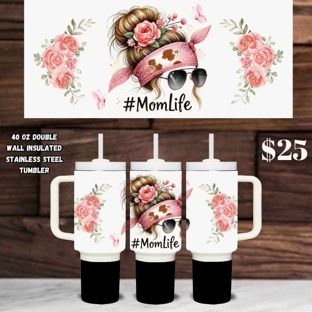 MomLife Blossom Collection - 40oz Stainless Steel Tumblers