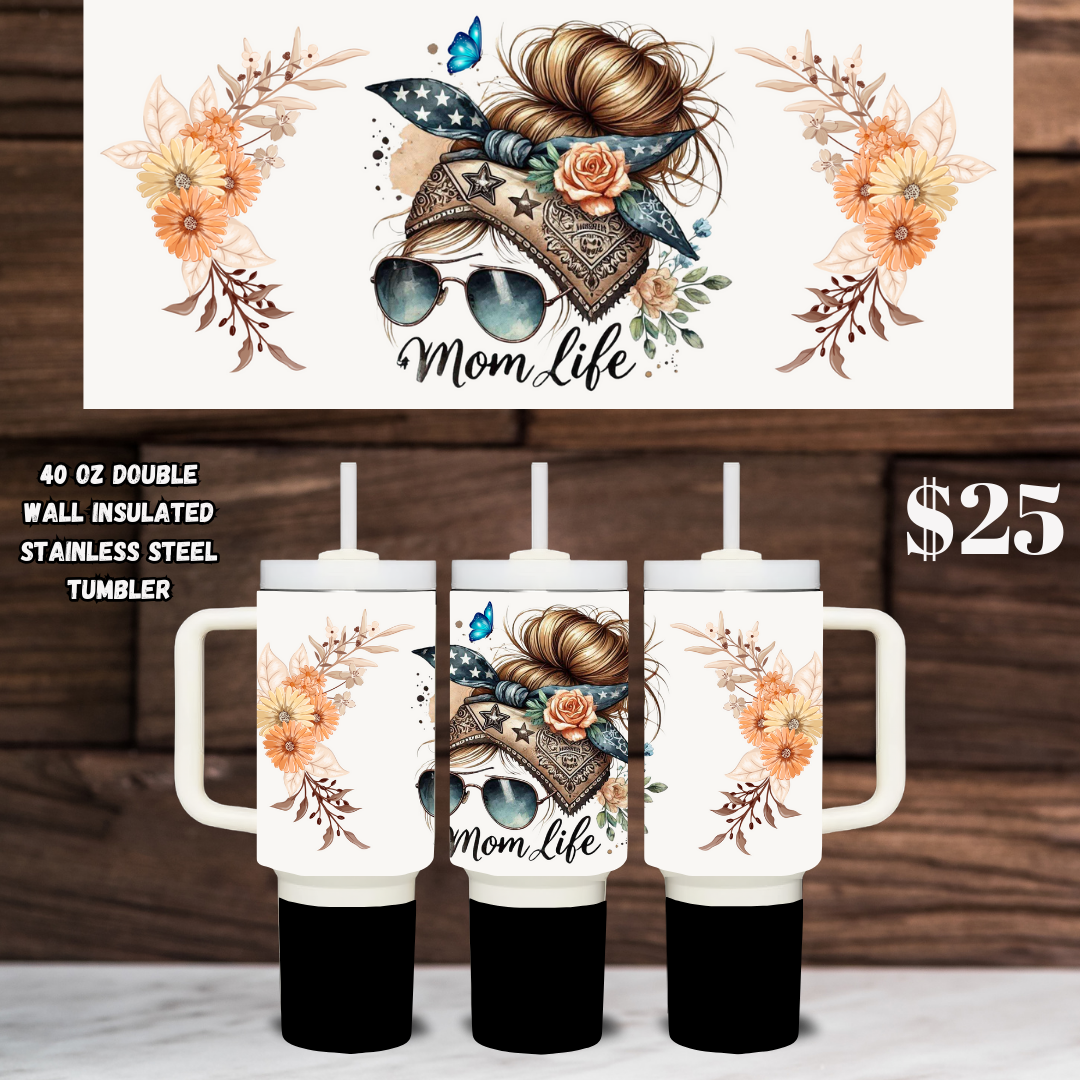 MomLife Blossom Collection - 40oz Stainless Steel Tumblers