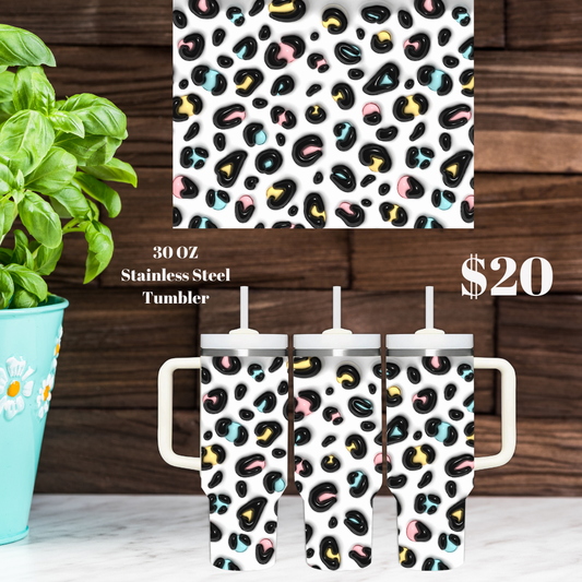 Rainbow Leopard 30 oz Stainless Steel Tumbler