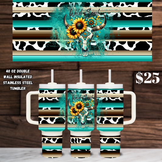 Wild South Sunflower Skull Tumbler