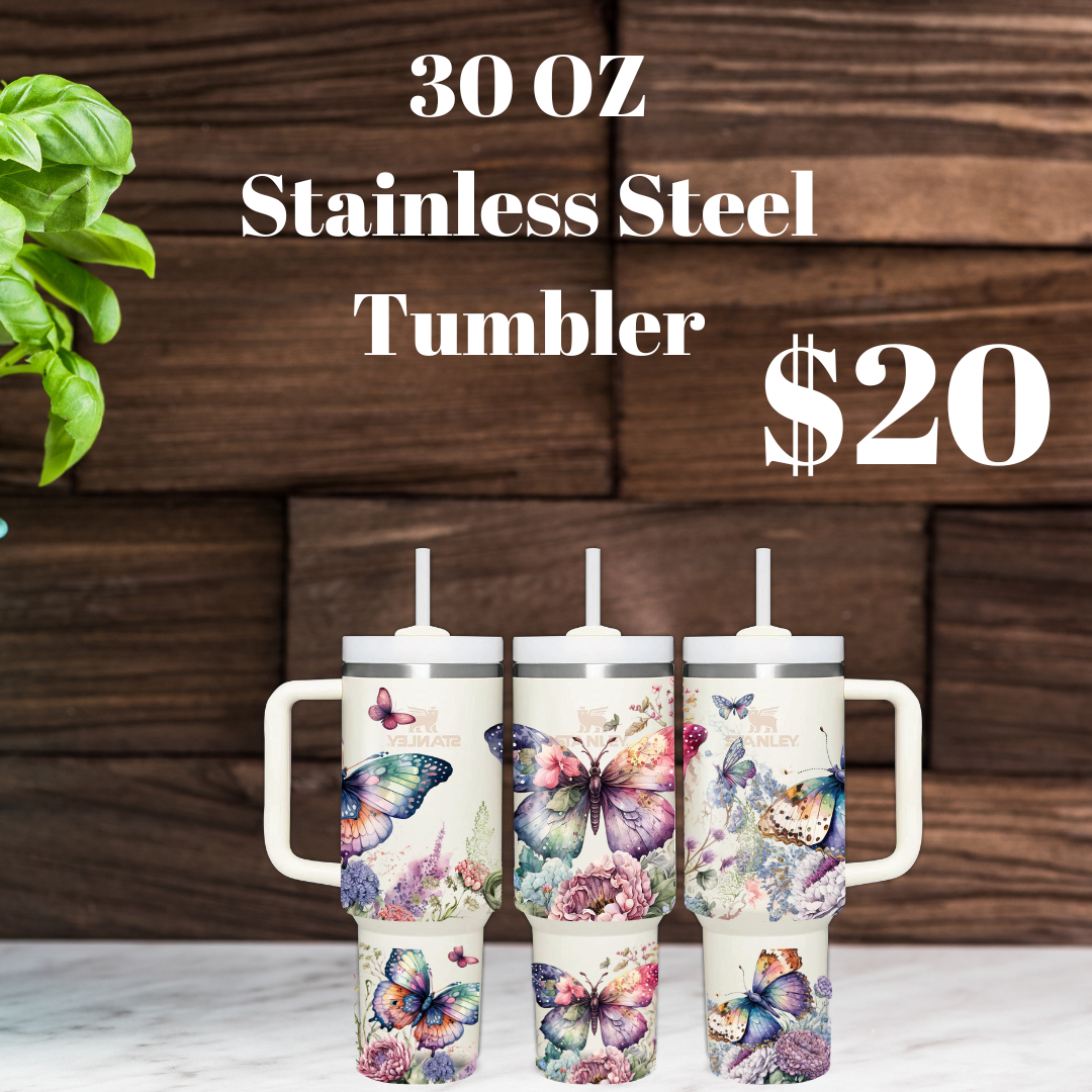 Butterfly Bliss 30oz Stainless Steel Tumbler