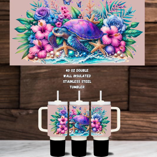 Ocean Bloom Turtle Tumbler
