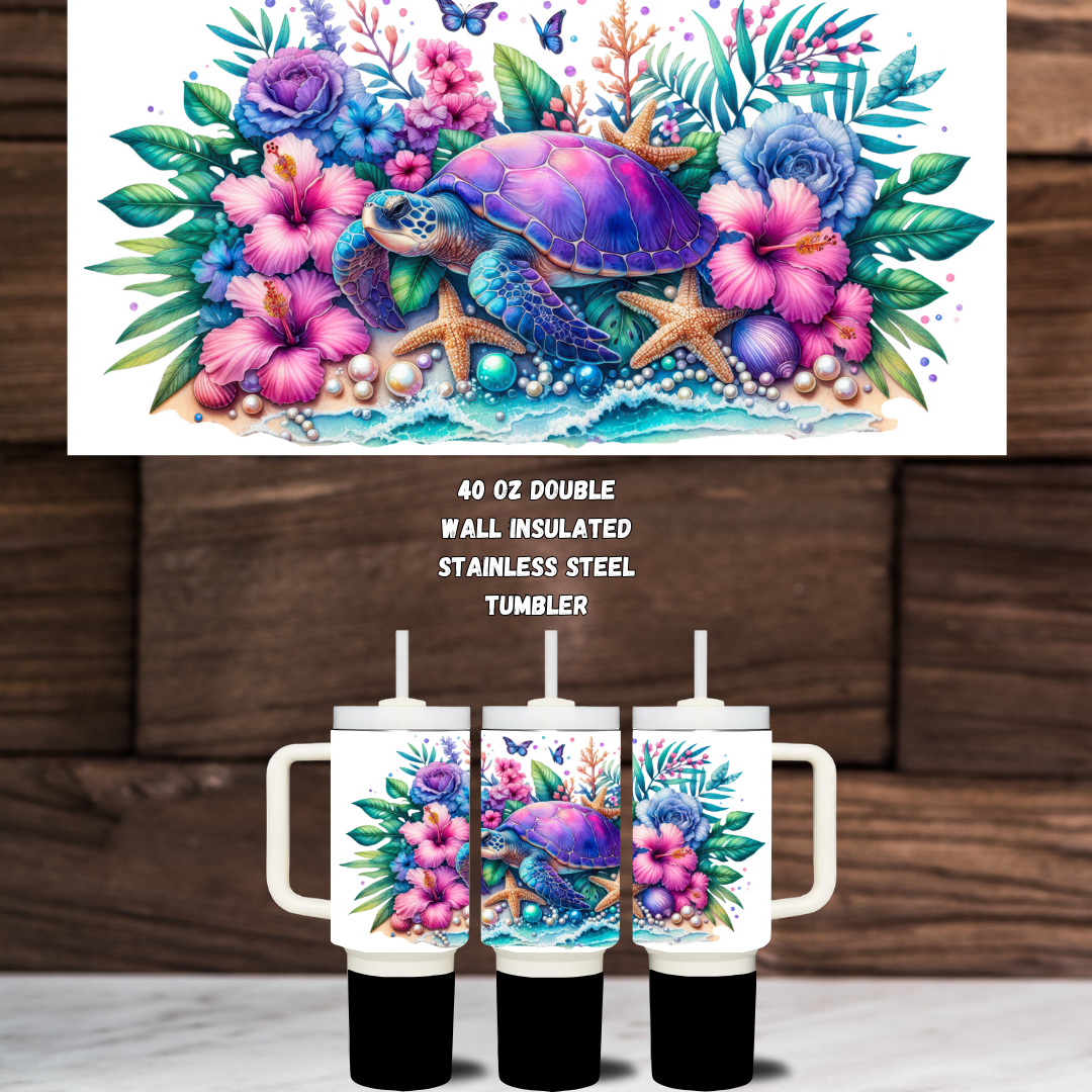 Ocean Bloom Turtle Tumbler