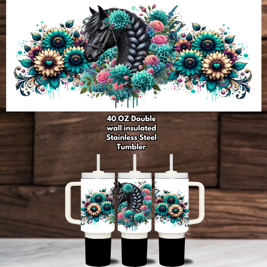 “Wild Bloom Mane” – 40 oz Insulated Stainless Steel Tumbler