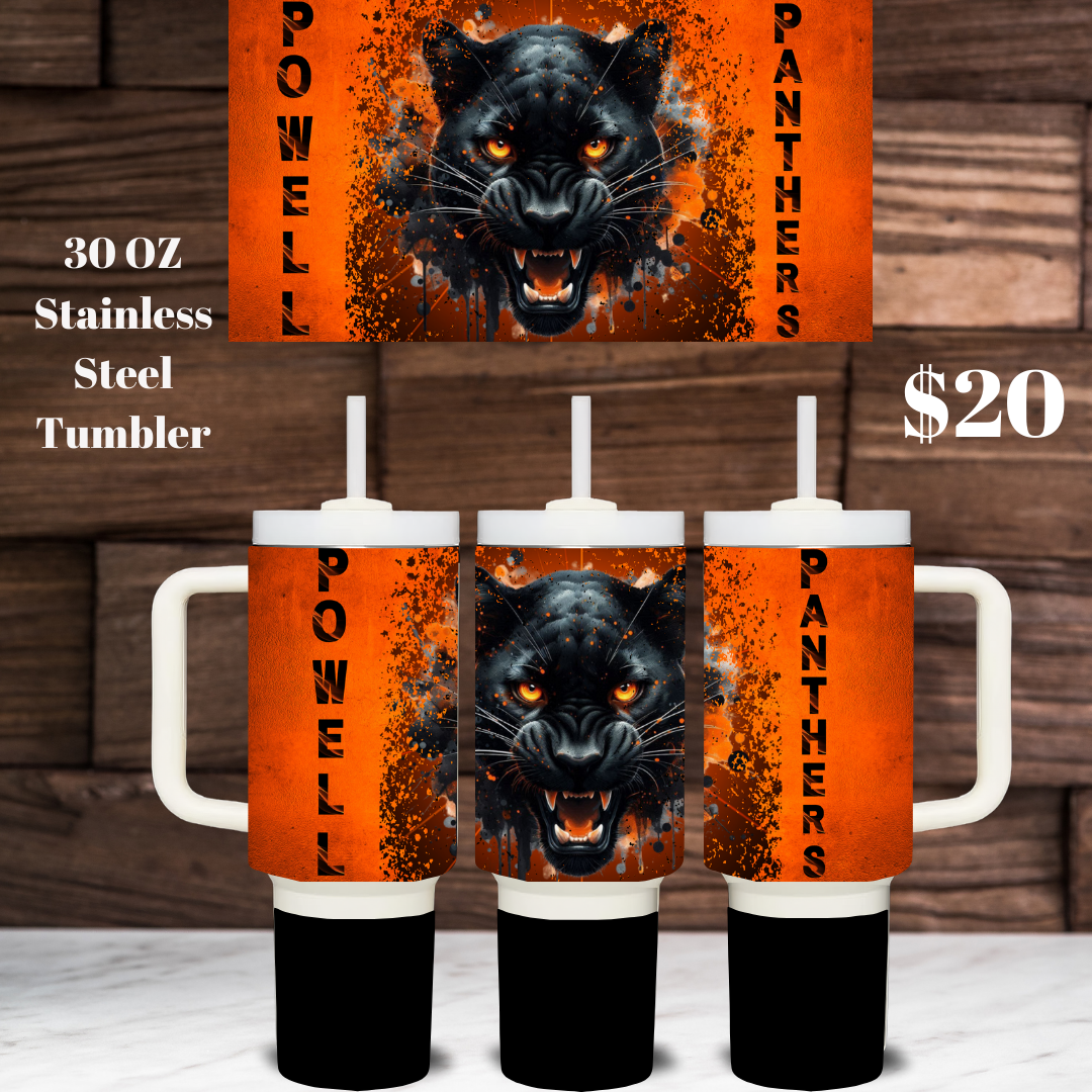 Powell Panthers Roar 30oz Stainless Steel Tumbler