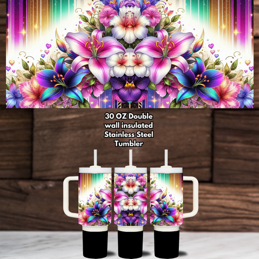Bloom Burst 30oz Stainless Steel Tumbler with Handle