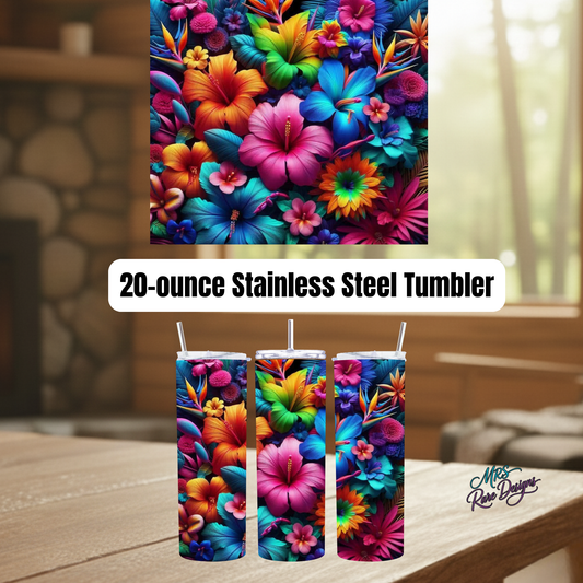 20oz Tropical Floral Stainless Steel Tumbler