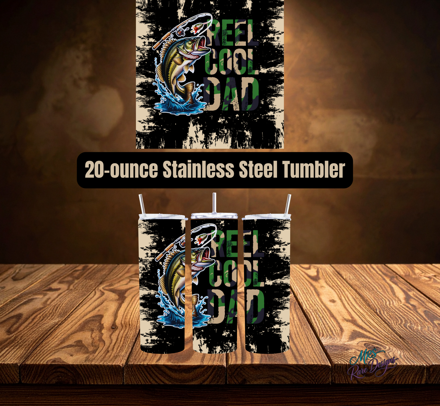 Reel Cool Dad 20 oz Skinny Stainless Steel Tumbler