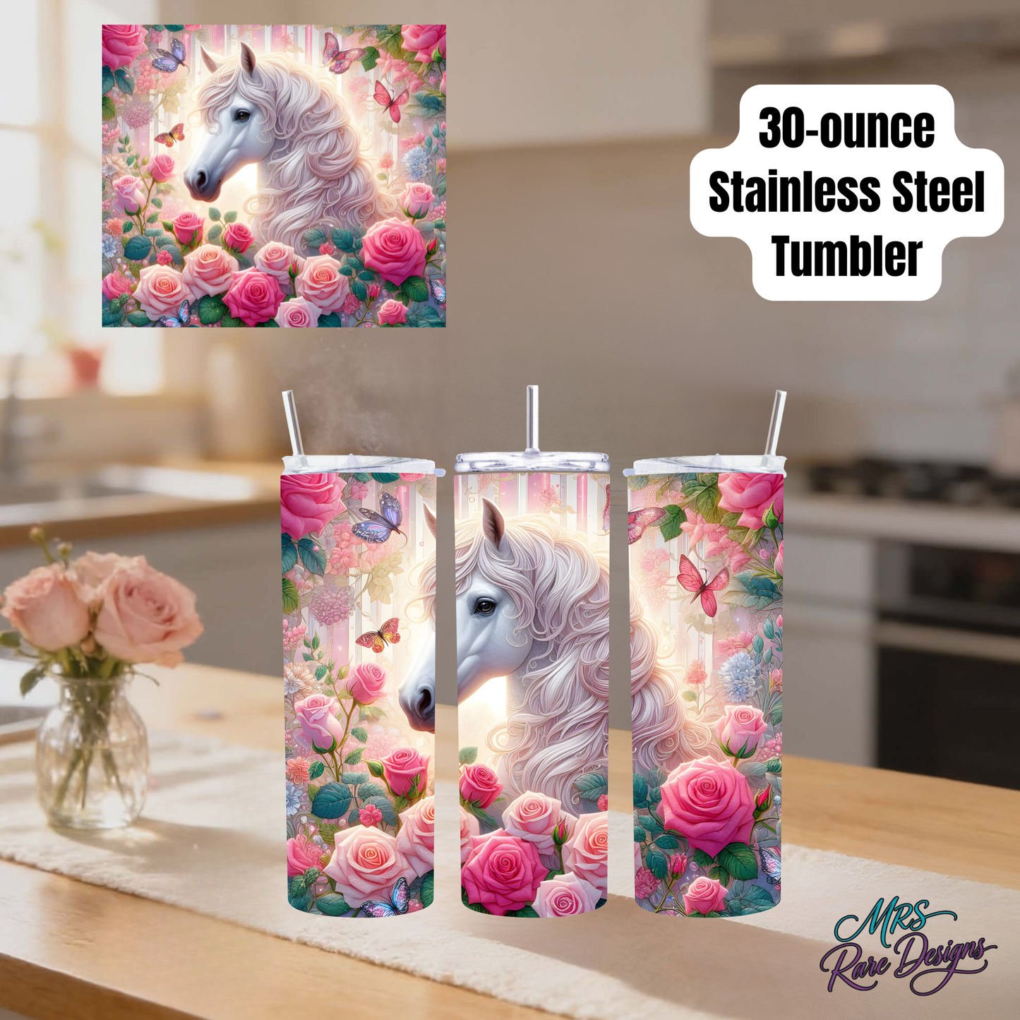 Enchanted Equestrian Collection – 30oz Stainless Steel Horse Tumblers