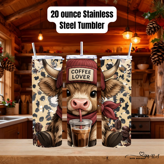 Highland Cow Coffee Vibes 20oz Stainless Steel Tumblers
