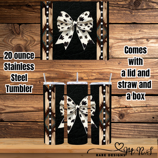 Cowgirl Bow Leather Luxe – 20oz Western Ribbon Tumbler Collection